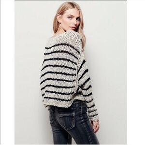 Free People Over And Easy Striped Cropped Sweater Size Small